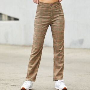 Brandy Melville John Galt Valentina Plaid Pants Tan Size Small One Size Gingham